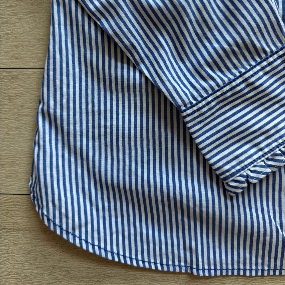 American Eagle Striped Ruffled Button Down Shirt … - image 8